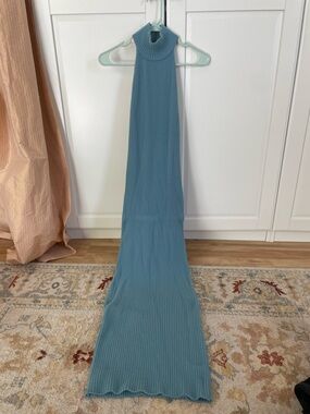 Zara Teal Ribbed Maxi Dress